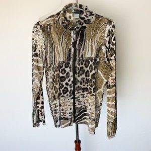 Damee Inc XL Sheer Mesh Zip Top Leopard Zip